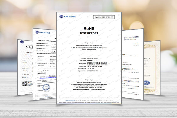 Monitor sem fio e câmera para certificações de van