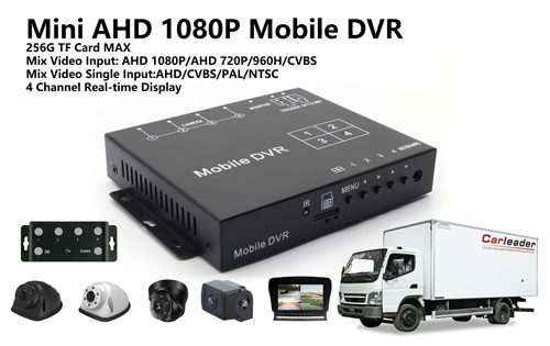 Kit DVR móvel 4CH Mini AHD 1080P com 4 câmeras HD