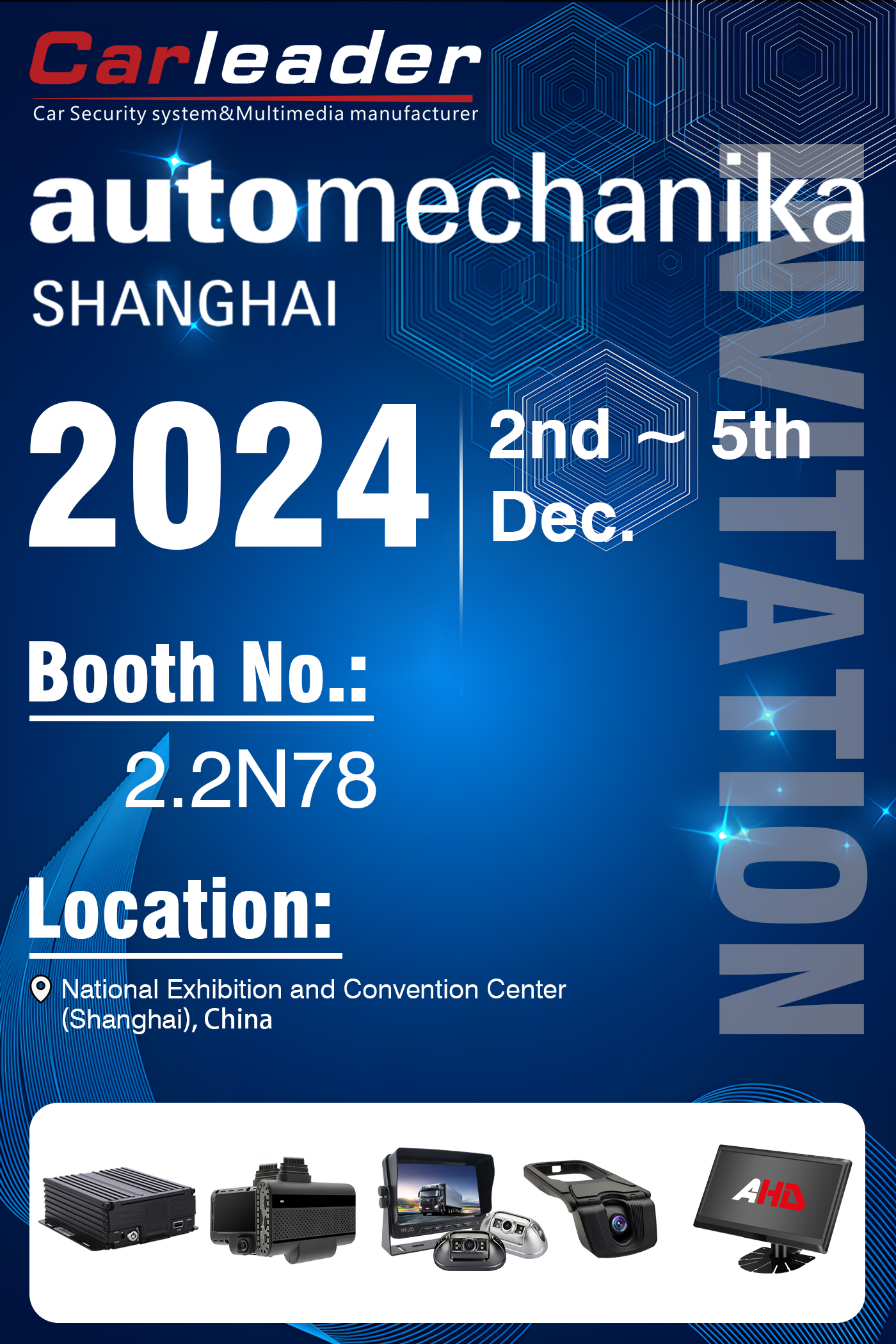 Exposição Automechanika Xangai 2024 | Estande nº: 2.2N78, Carleader aguardando sua visita