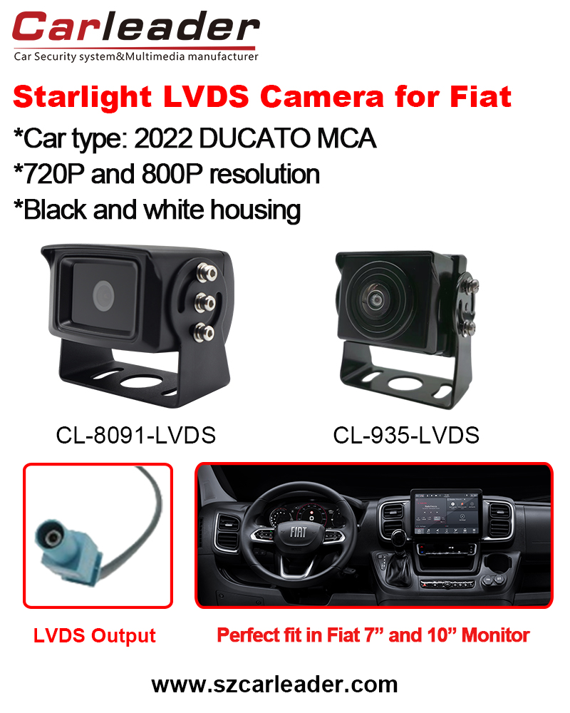 Câmera de visão traseira do veículo Carleader LVDS adequada para Fiat Ducato