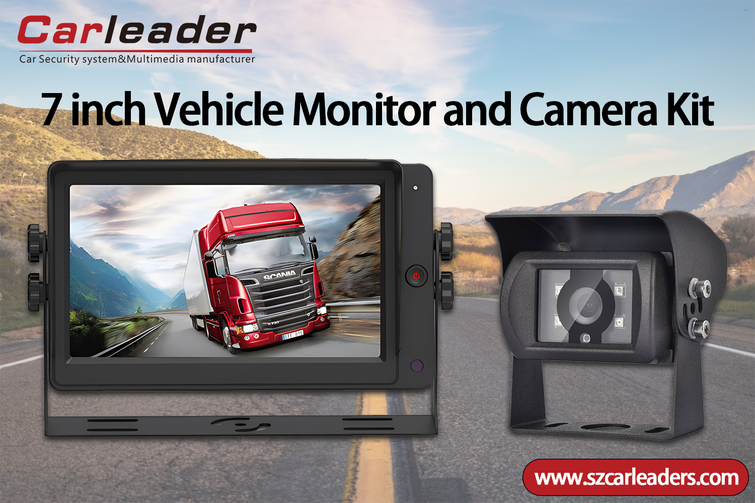 Monitor traseiro de 7 polegadas com câmera reversa