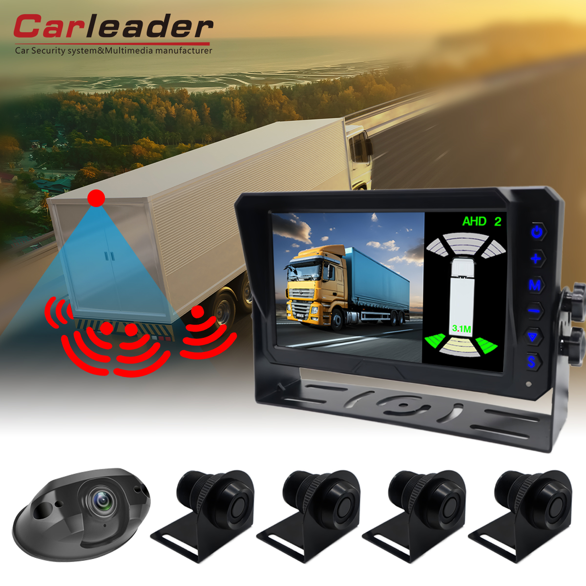 Sistema de monitoramento de reversão de radar de estacionamento de 7 polegadas Carleader--ideal para estacionamento e reversão