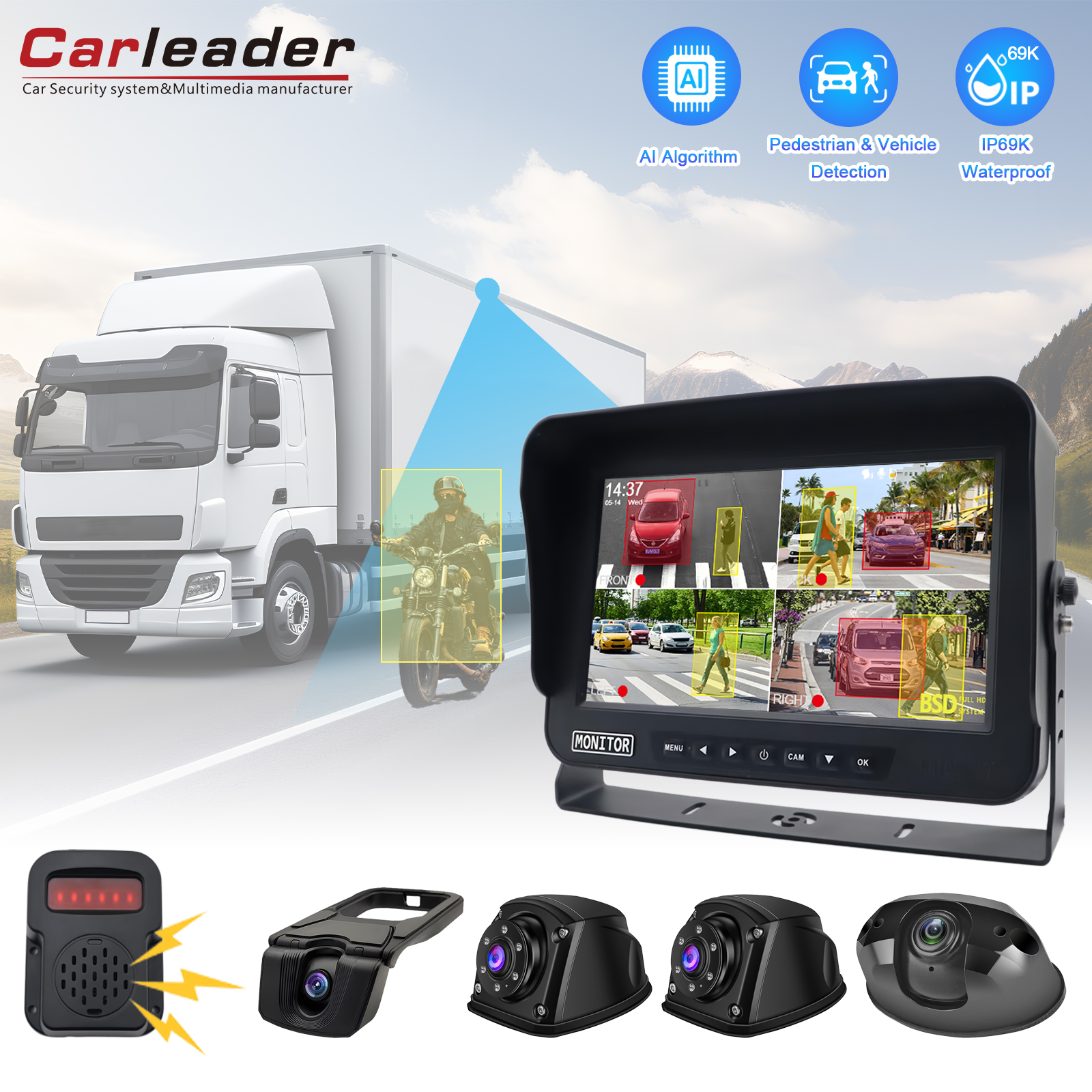 Aumente a segurança de direção com o Cartleader 10,1 polegadas veículo BSD Sistema de monitoramento de detecção cego BSD