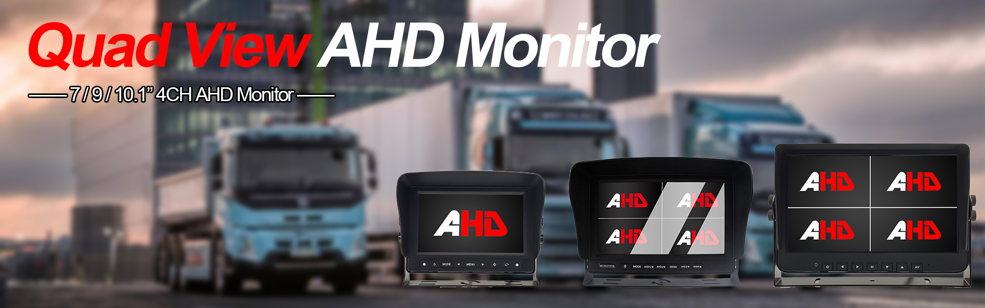 Monitor AHD com visualização quádrupla