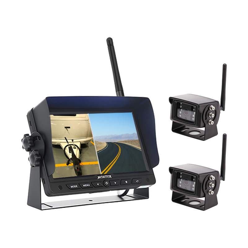 Carleader 7 Polegada 2.4G Digital Wireless 2CH Split Display Camera System Adequado para RV e Trailer