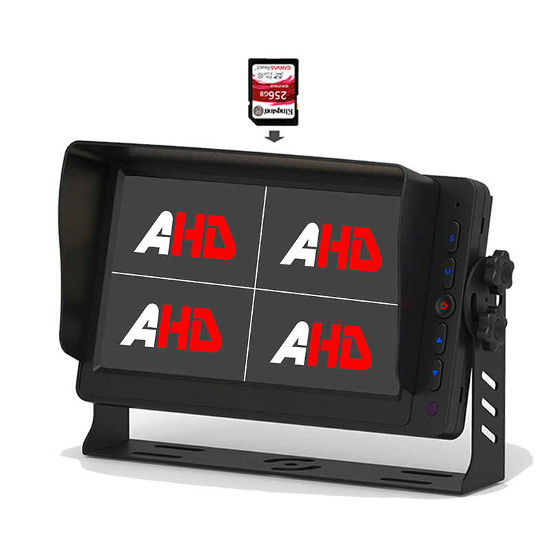 Carleader Monitor AHD de gravação de vídeo para caminhão com tela quádrupla de 7 polegadas