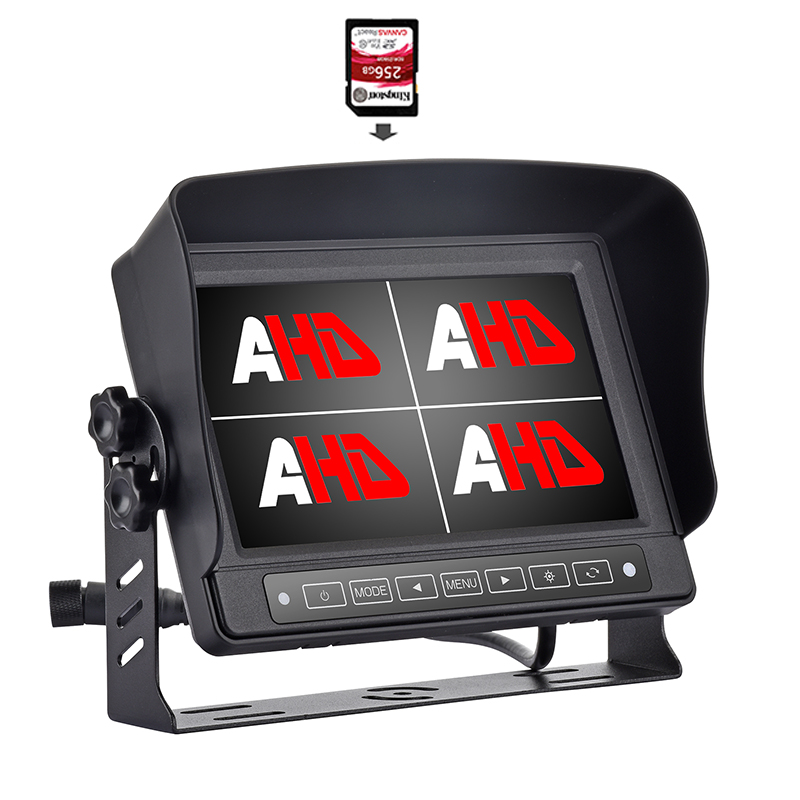 Carleader Monitor AHD de gravação de vídeo para caminhão com tela quádrupla à prova d'água de 7 polegadas Carleader Monitor AHD de gravação de vídeo para caminhão com tela quádrupla à prova d'água de 7 polegadas