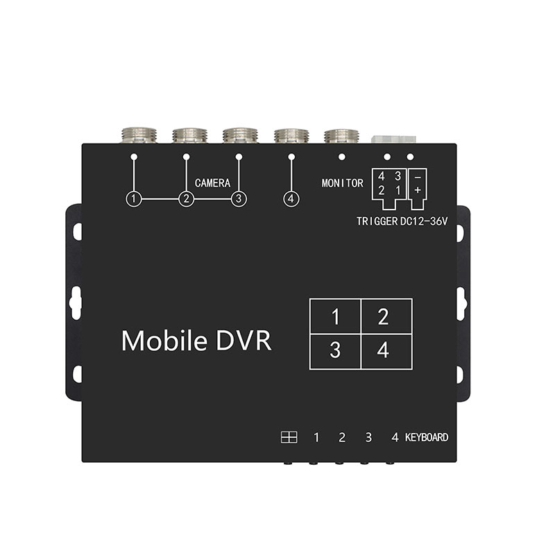 DVR veicular 4CH AHD com gravação de 512 GB e visualização dividida de múltiplas câmeras