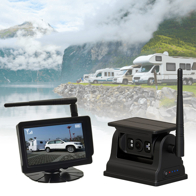 Sistema magnético recarregável movido a energia solar sem fio da câmera do veículo de 5 polegadas