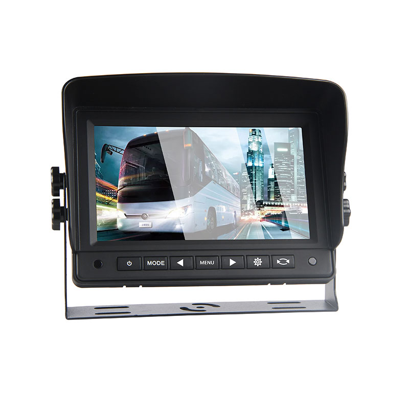 Monitor de suporte para painel de veículo pesado de 7 polegadas com entrada para duas câmeras