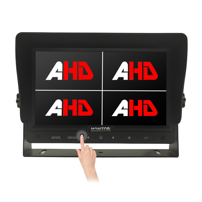 Botões de toque AHD com tela dividida quádrupla de 7 polegadas que invertem o monitor