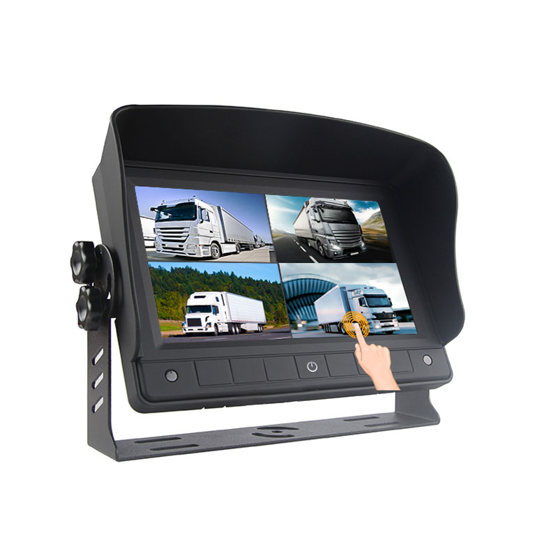 Monitor AHD para veículo com tela de toque quádrupla de 7 polegadas